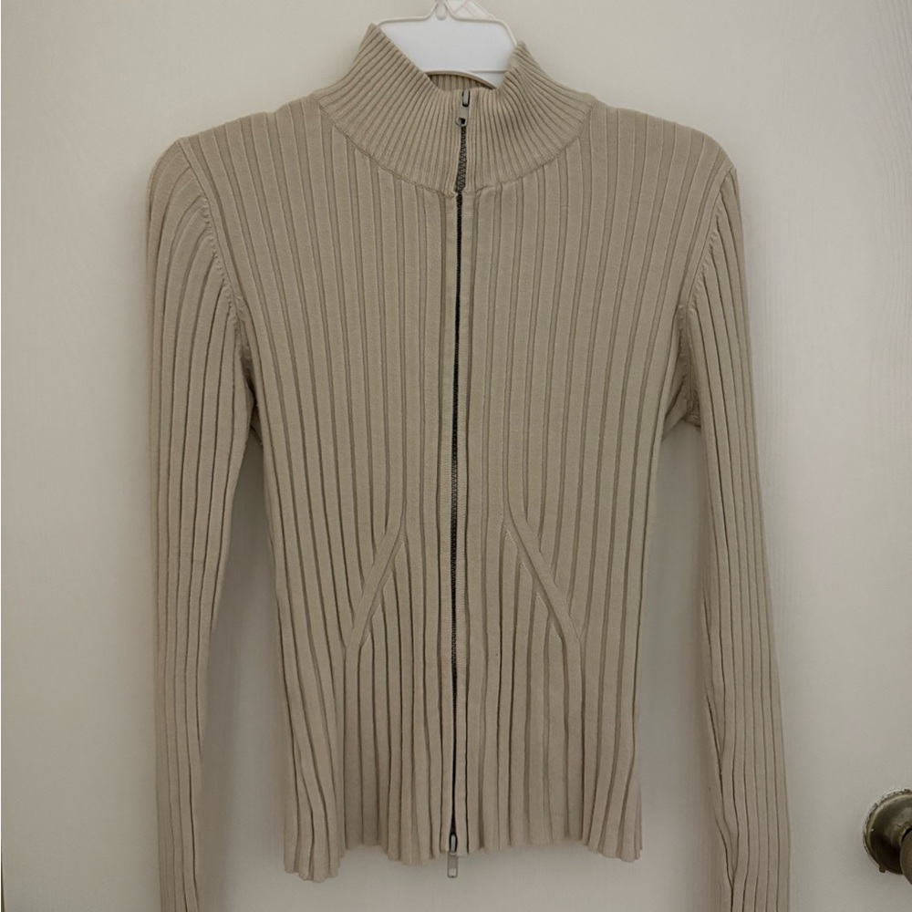 Women's Cream Ribbed Sweater